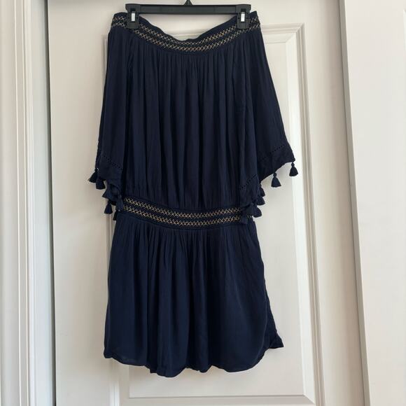 Lilly Pulitzer Women’s Navy Joelle Dress Boho Off The Shoulder Vacation Resort S - Picture 8 of 12